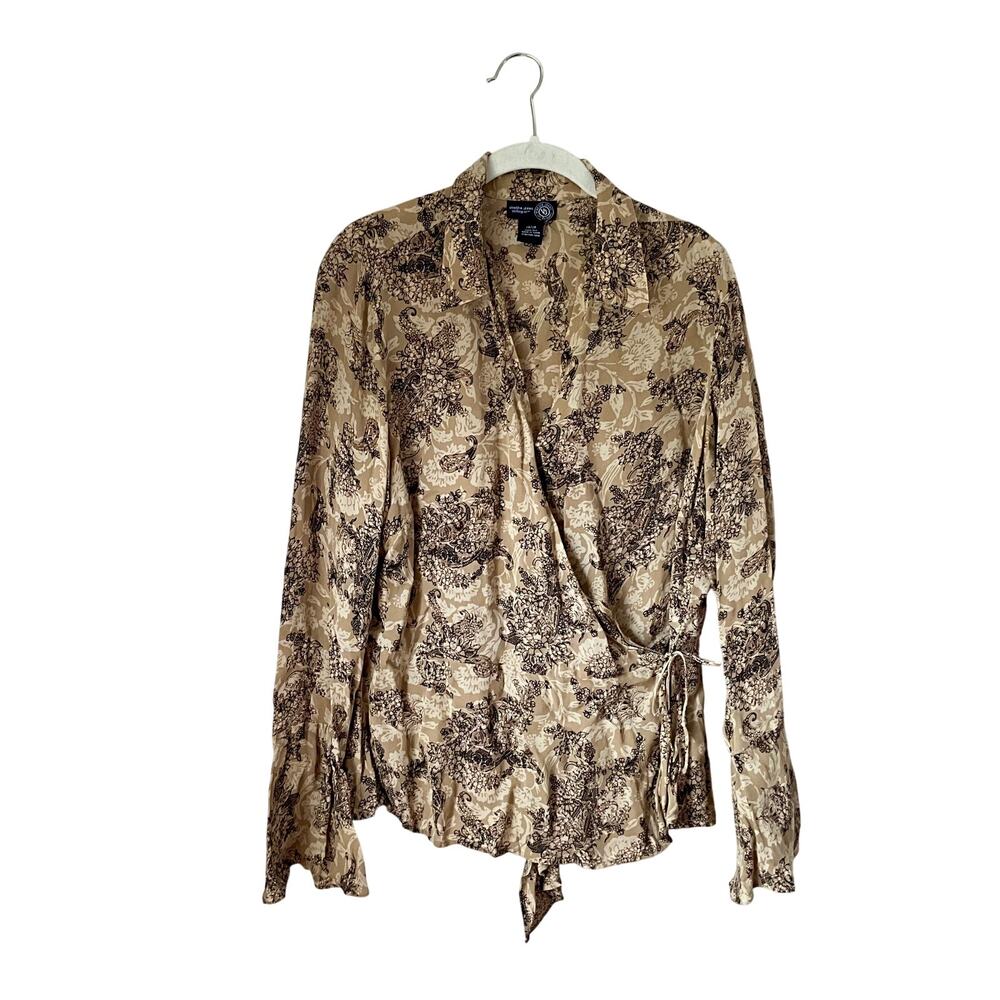 Venezia Beige Floral Paisley Blouse: Y2K, Modern